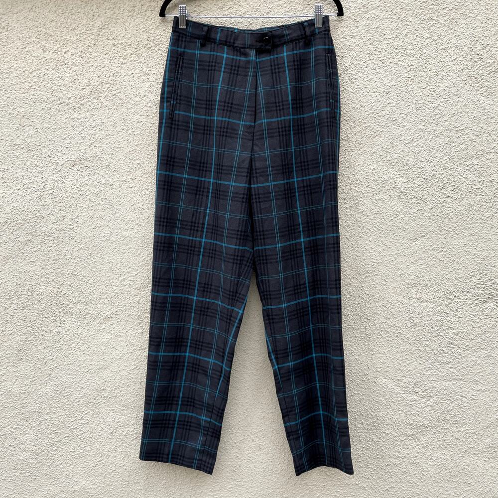 Vintage Tanjay Grey Blue Plaid Trousers Pants Size 12